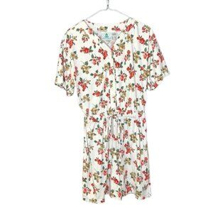 Spring Harbor Women Size M Floral Romper Button Up Tie Vintage